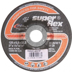GRINDING DISC: 125 X 6 X 22MM A24 SUPERFLEX STAINLESS